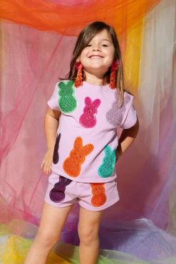 Kids Lavender Multi Peeps Top