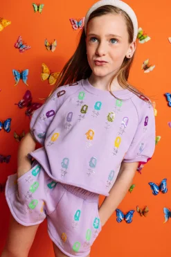 Kids Lavender 'Q' All Over Top