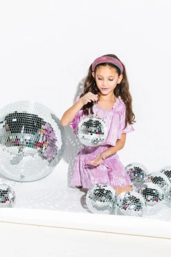 Kids Lavender/Silver Ribbed Flutter Top