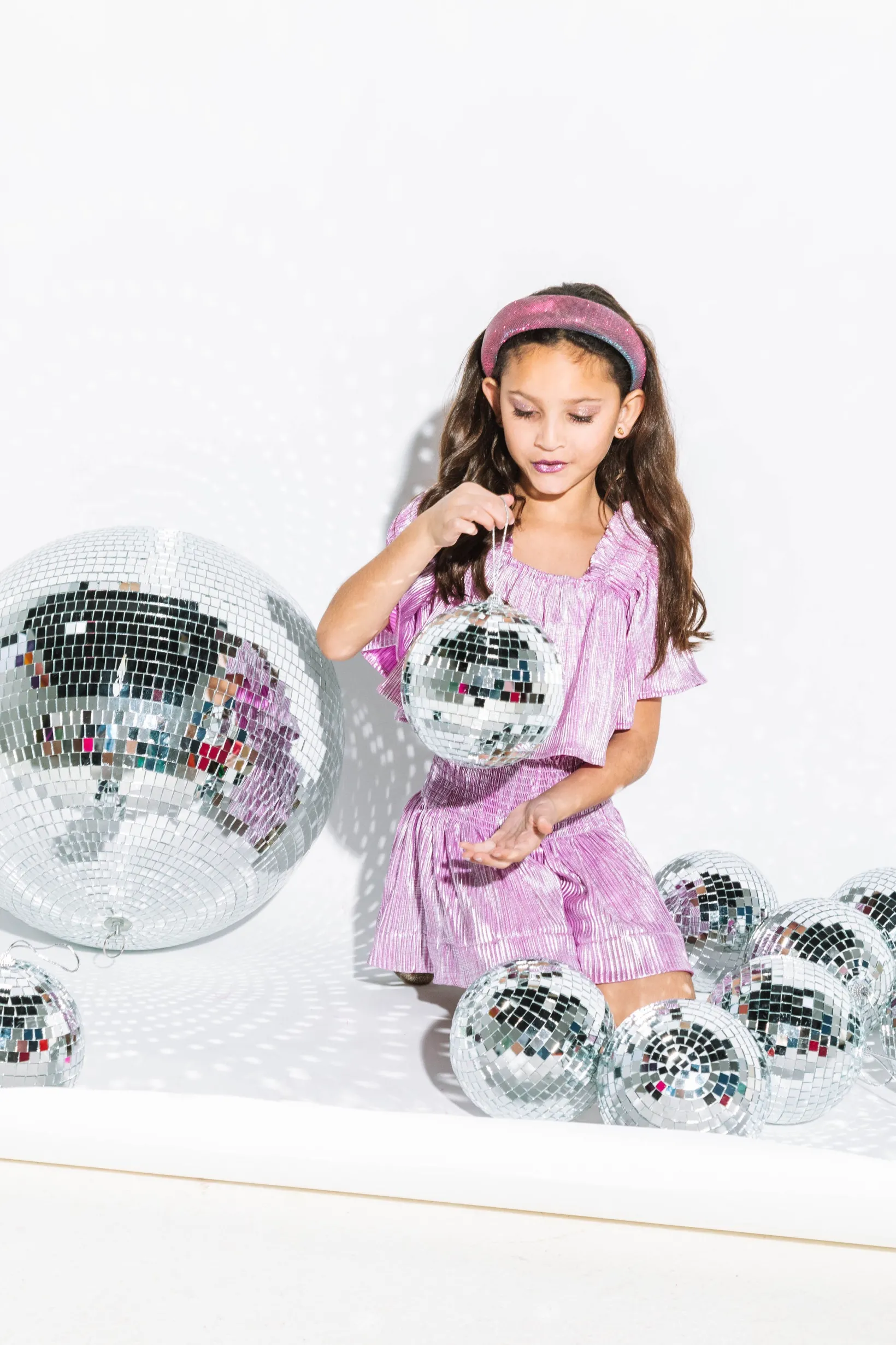 Kids Lavender/Silver Ribbed Flutter Top