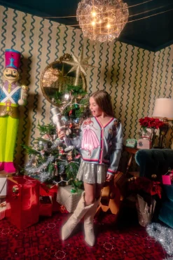 Kids Light Blue Nutcracker And Clara Cardigan