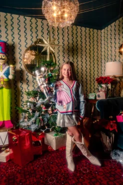 Kids Light Blue Nutcracker And Clara Cardigan