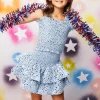 Kids Light Blue Star Smocked Skort