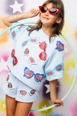 Kids Light Blue USA Sunglass Top