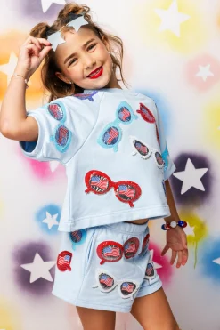 Kids Light Blue USA Sunglass Top