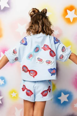 Kids Light Blue USA Sunglass Short