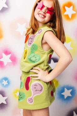 Kids Light Green Groovy Smiley Tank