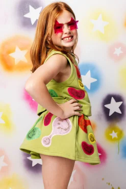 Kids Light Green Groovy Smiley Tank