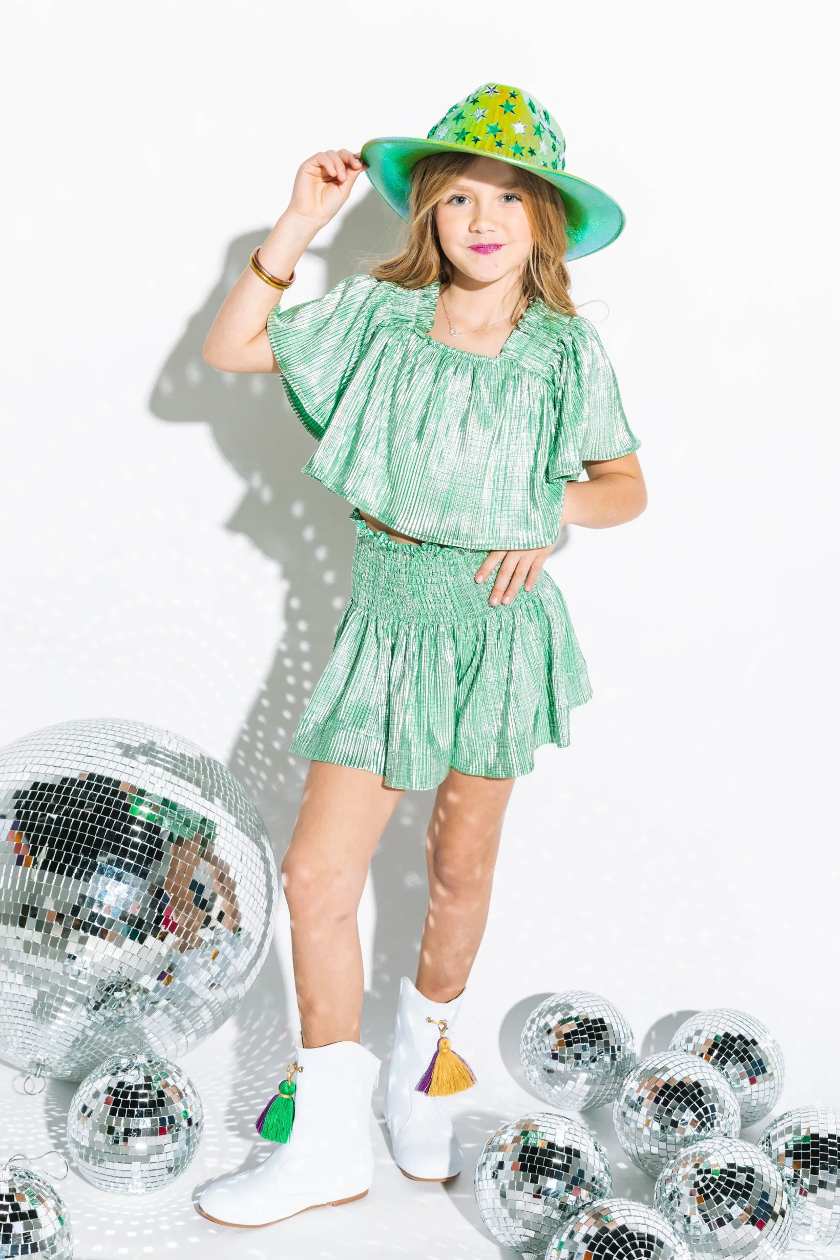 Kids Light Green/Silver Swing Shorts