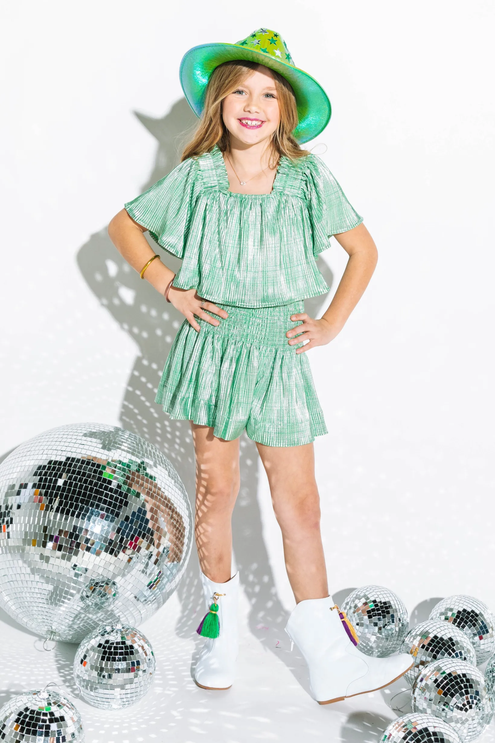 Kids Light Green/Silver Swing Shorts