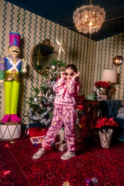 Kids Light Pink Gingerbread Men & Bows Jogger