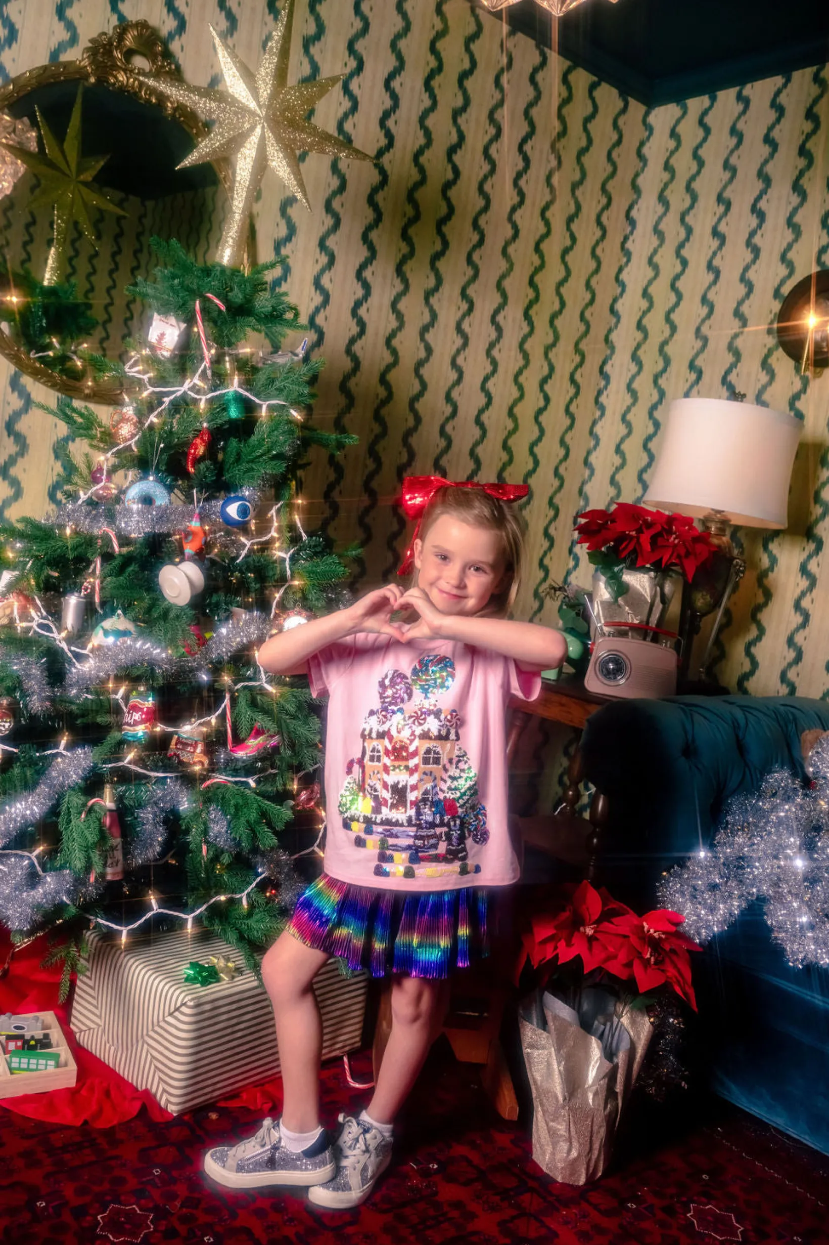 Kids Light Pink Gingerbread House Scene Tee