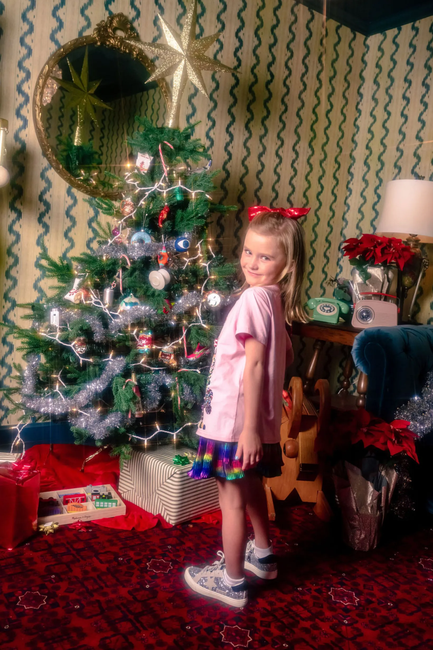 Kids Light Pink Gingerbread House Scene Tee