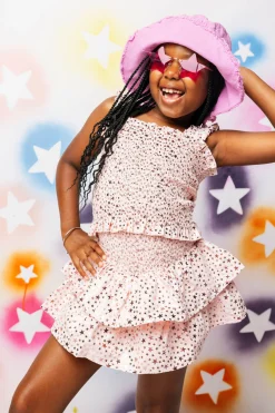 Kids Light Pink Star Smocked Tank