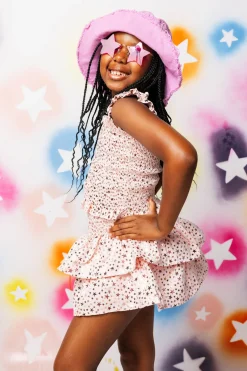 Kids Light Pink Star Smocked Tank