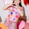 Kids Magenta Sequin Candy Heart Tee