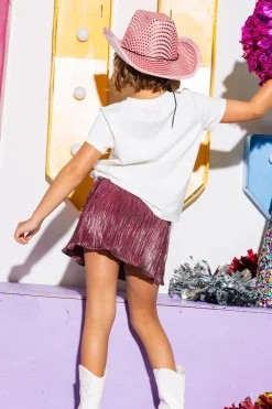 Kids Maroon/Silver Ribbed Skort