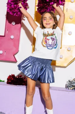 Kids Midnight Blue Leather Swing Shorts