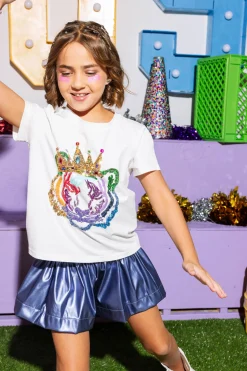 Kids Midnight Blue Leather Swing Shorts