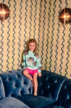 Kids Mint Beaded Turkeys All Over Sweatshirt