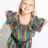 Kids Navy Rainbow Glitter Dash Flutter Top