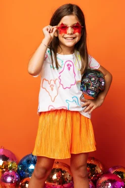 Kids Orange/Gold Ribbed Skort