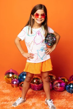 Kids Orange/Gold Ribbed Skort