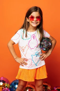 Kids Orange/Gold Ribbed Skort