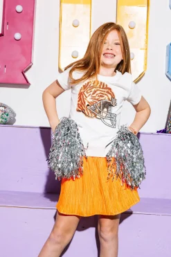 Kids Orange/Gold Ribbed Skort