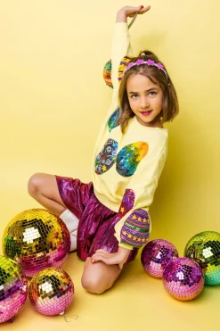 Kids Pale Yellow Easter Egg Sweatshirt