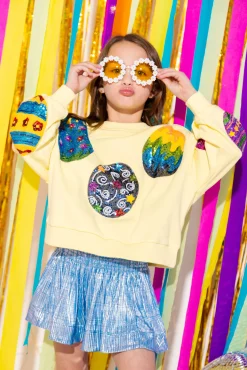Kids Pale Yellow Easter Egg Sweatshirt