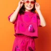 Kids Pink Fuzzy Ghost Top