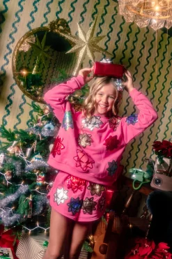 Kids Pink Metallic Present Bows Short