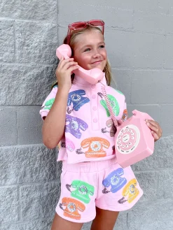 Kids Pink Multi Phone Short
