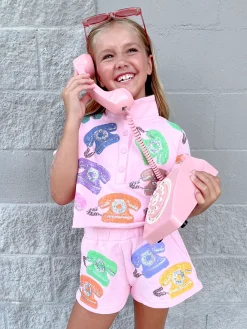 Kids Pink Multi Phone Short