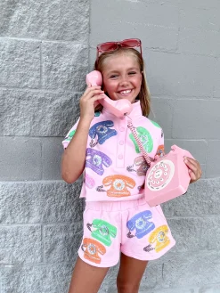 Kids Pink Multi Phone Short