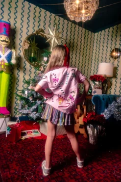 Kids Pink Rainbow Candy Canes Tee