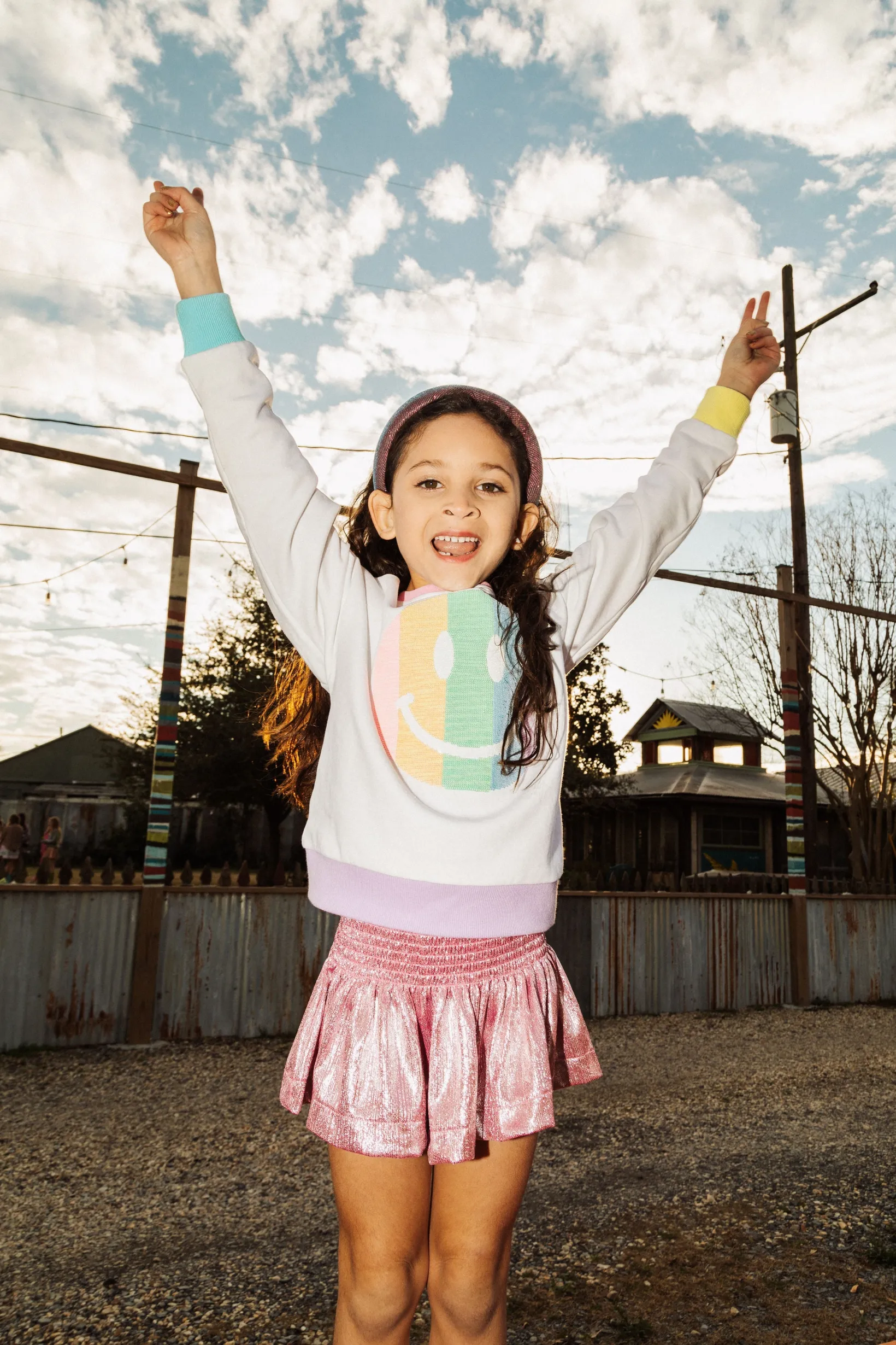 Kids Pink/Silver Swing Shorts