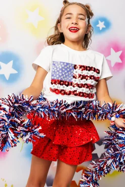Kids Red Star Smocked Skort