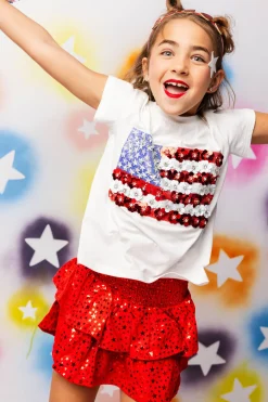 Kids Red Star Smocked Skort