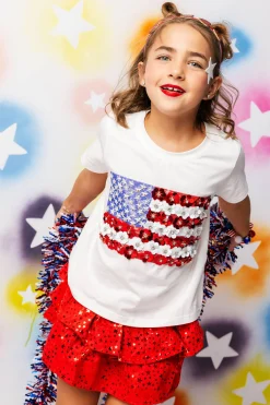 Kids Red Star Smocked Skort