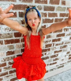 Kids Red Star Smocked Tank