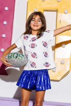 Kids Royal & Red Scattered Gameday Football Tee