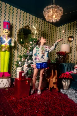 Kids Royal Blue Metallic Swing Shorts