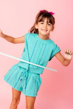 Kids Seafoam Pearl Stripe Short