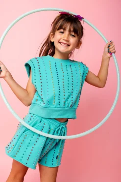 Kids Seafoam Pearl Stripe Short