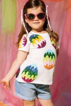 Kids White Groovy Easter Egg Tee