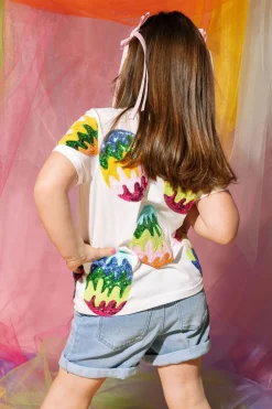 Kids White Groovy Easter Egg Tee