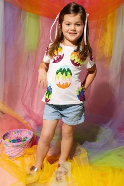 Kids White Groovy Easter Egg Tee