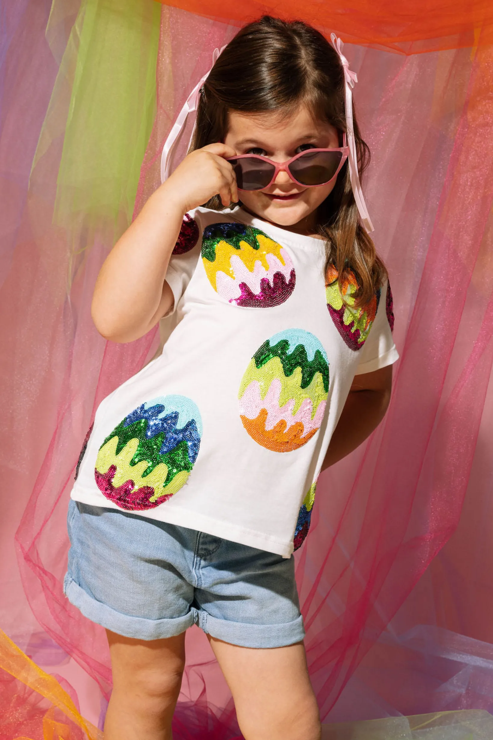 Kids White Groovy Easter Egg Tee